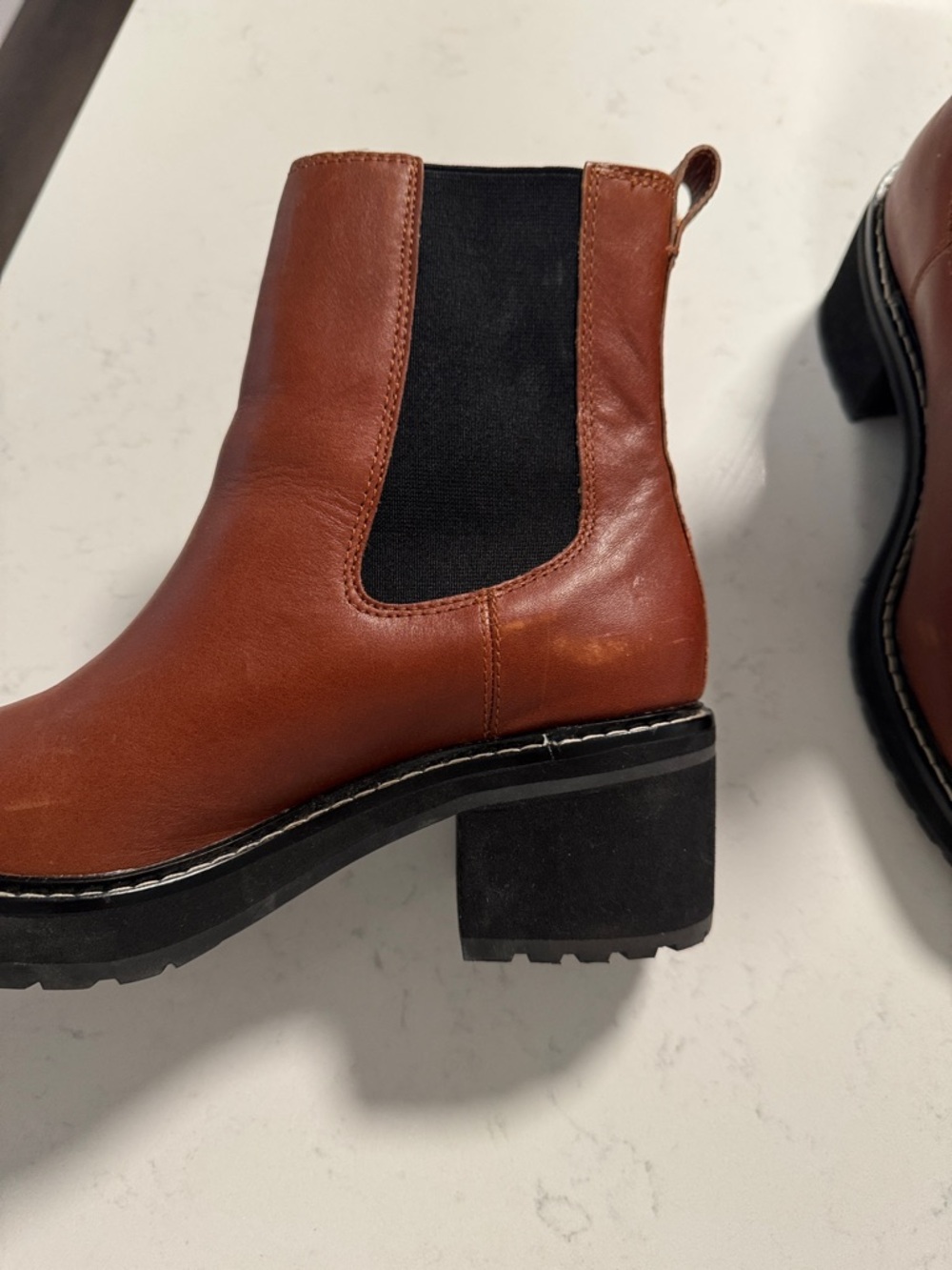 Madewell Chelsea Block Heel Boot in Cognac Brown - Picture 5 of 7